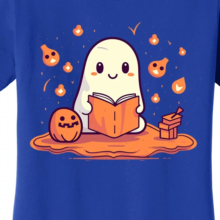 Cute Ghost Reading Books Gift Women's T-Shirt