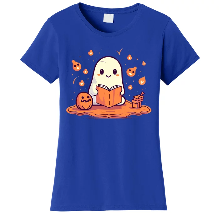 Cute Ghost Reading Books Gift Women's T-Shirt