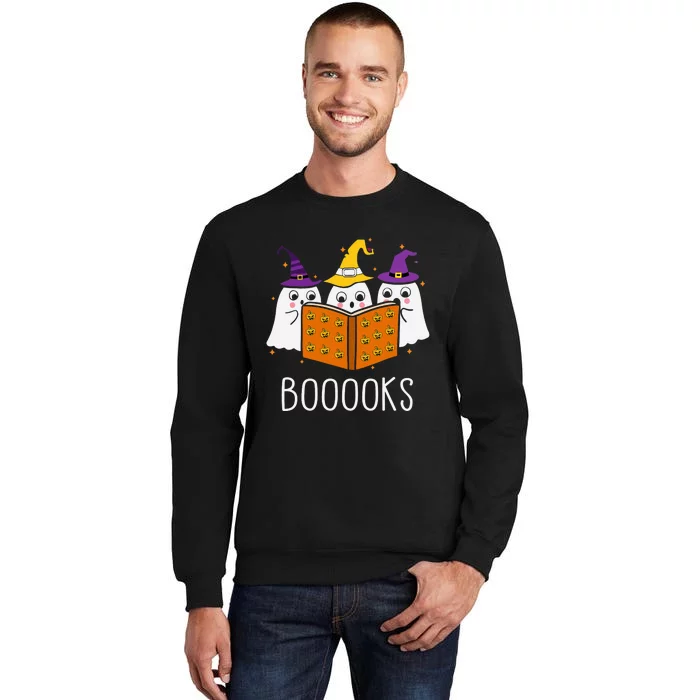 Cute Ghost Reading Library Books Halloween Teacher Sweatshirt