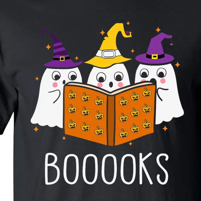 Cute Ghost Reading Library Books Halloween Teacher Tall T-Shirt