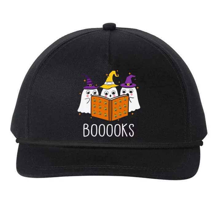 Cute Ghost Reading Library Books Halloween Teacher Snapback Five-Panel Rope Hat