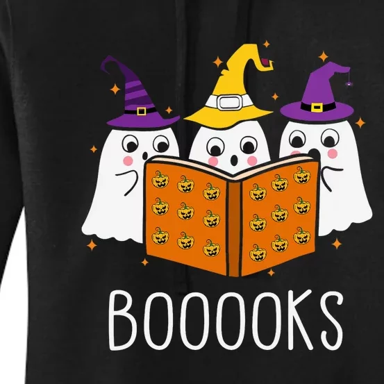 Cute Ghost Reading Library Books Halloween Teacher Women's Pullover Hoodie