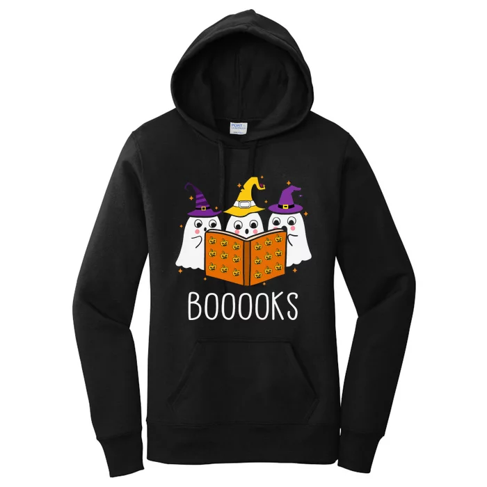 Cute Ghost Reading Library Books Halloween Teacher Women's Pullover Hoodie