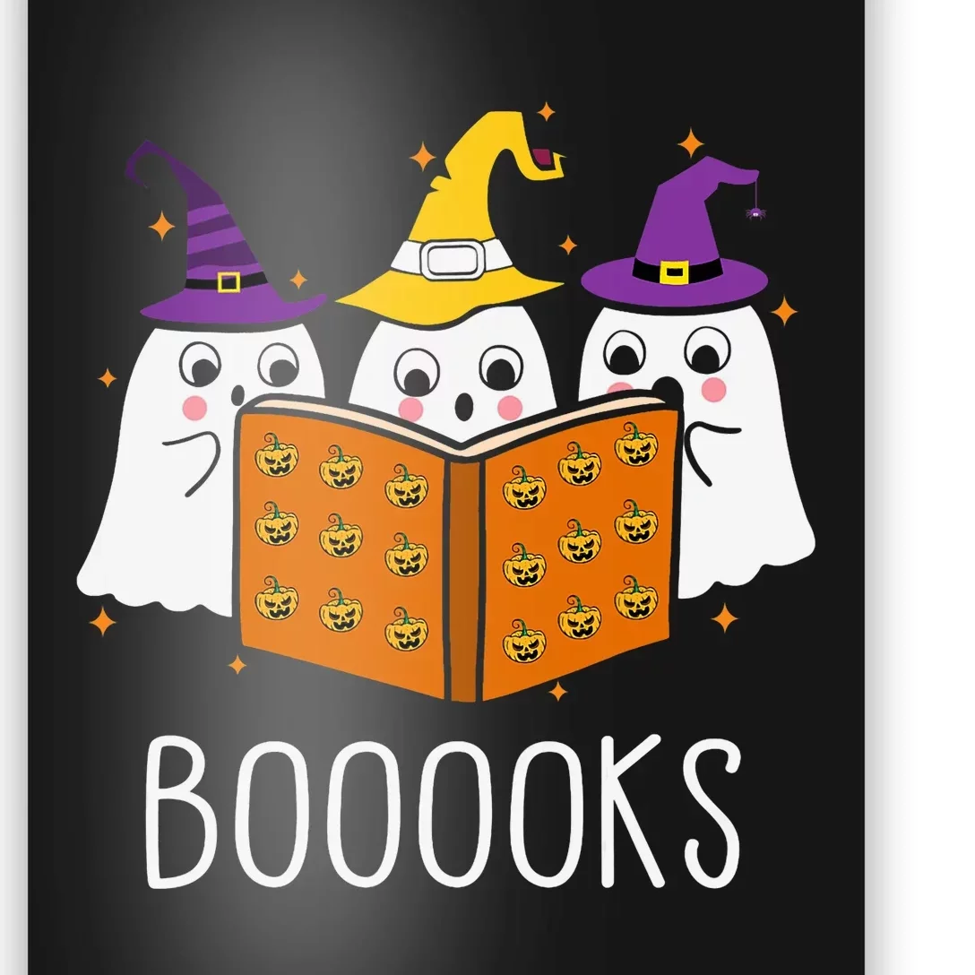 Cute Ghost Reading Library Books Halloween Teacher Poster