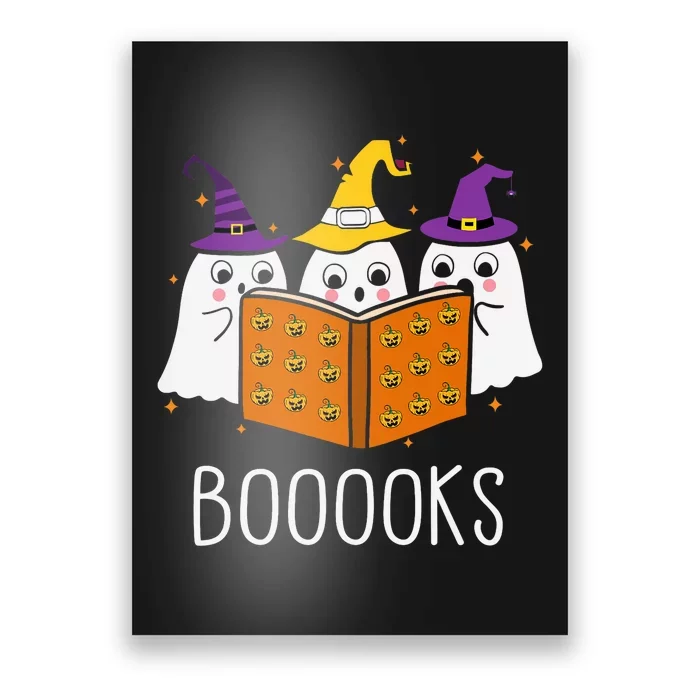 Cute Ghost Reading Library Books Halloween Teacher Poster