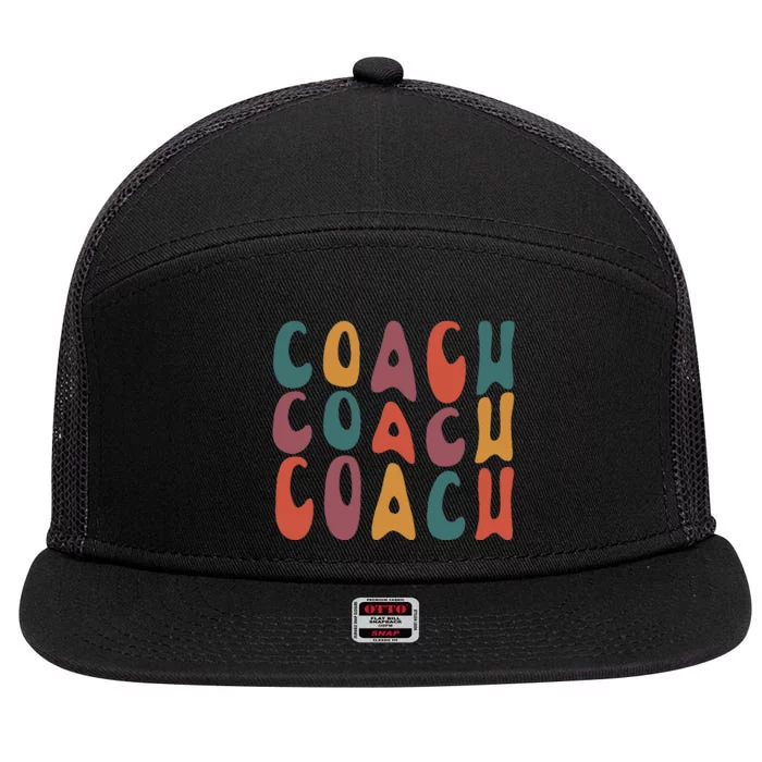 Coach Groovy Retro Colorful Design Coaching 7 Panel Mesh Trucker Snapback Hat