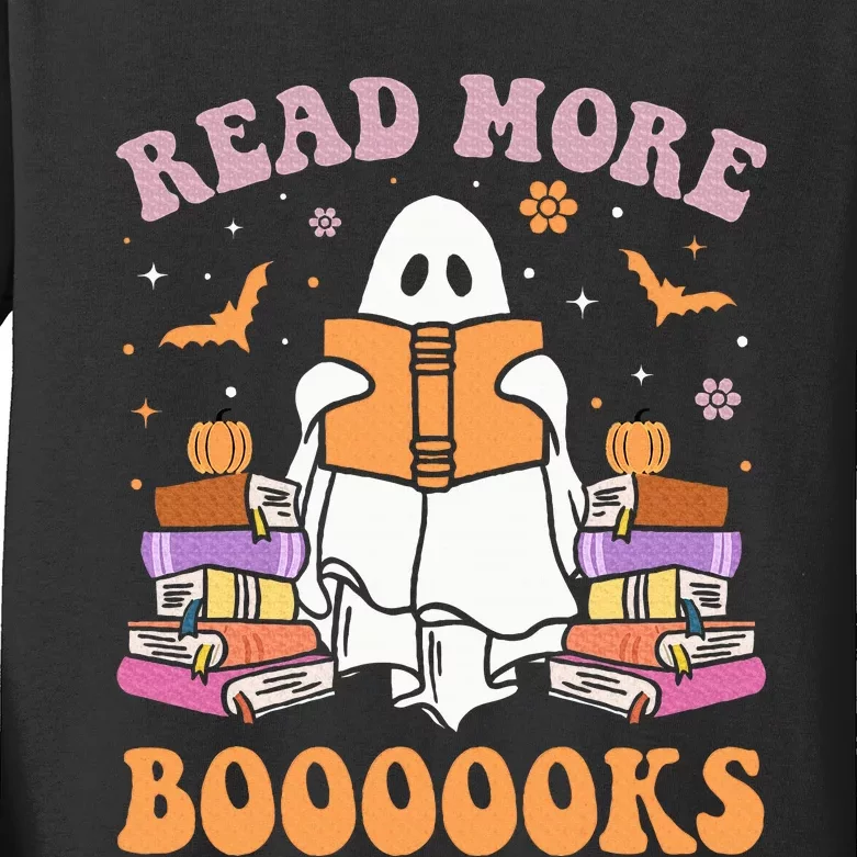 Cute Ghost Read More Books Funny Halloween Teacher Kids Long Sleeve Shirt