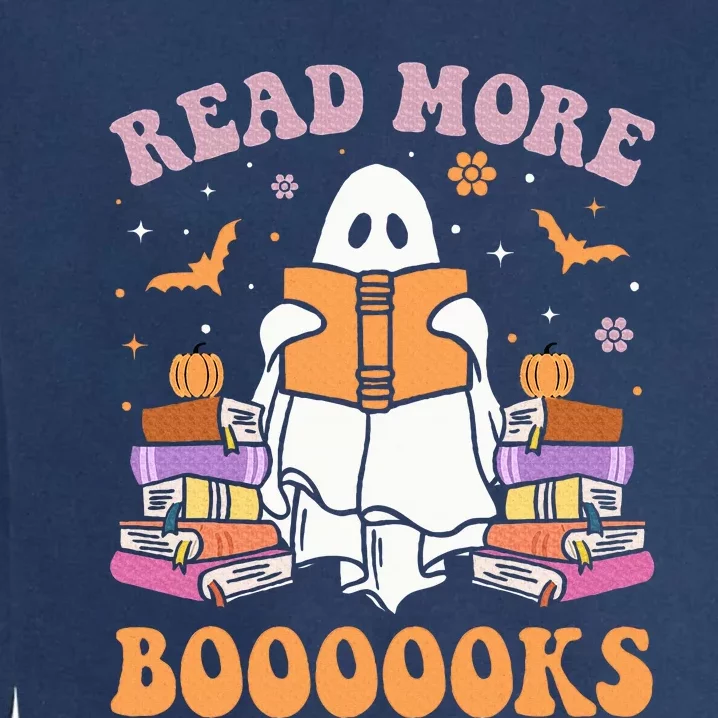 Cute Ghost Read More Books Funny Halloween Teacher Garment-Dyed Sweatshirt