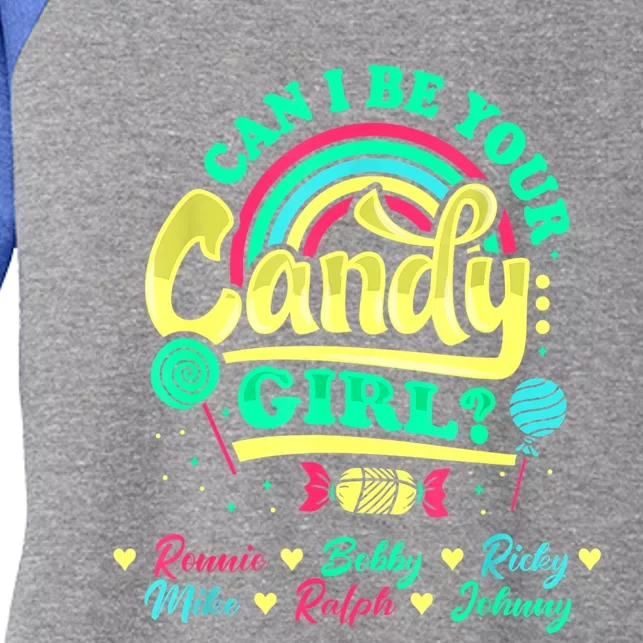 Candy Girl Ronnie Bobby Ricky Mike Ralph Johnny Women's Tri-Blend 3/4-Sleeve Raglan Shirt