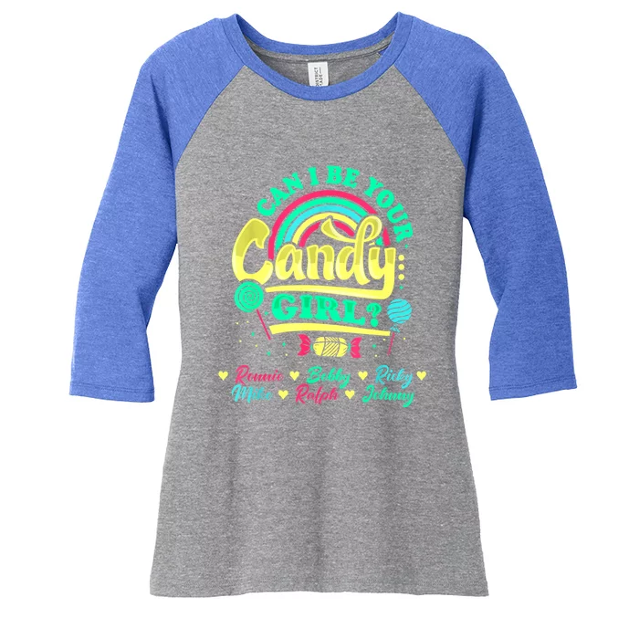 Candy Girl Ronnie Bobby Ricky Mike Ralph Johnny Women's Tri-Blend 3/4-Sleeve Raglan Shirt