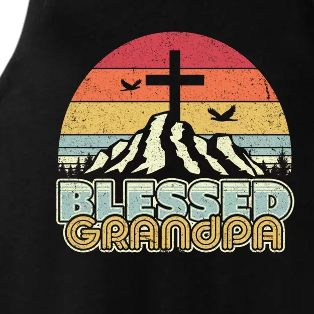 Christian Gift Retro Style Blessed Grandpa Gift Ladies Tri-Blend Wicking Tank