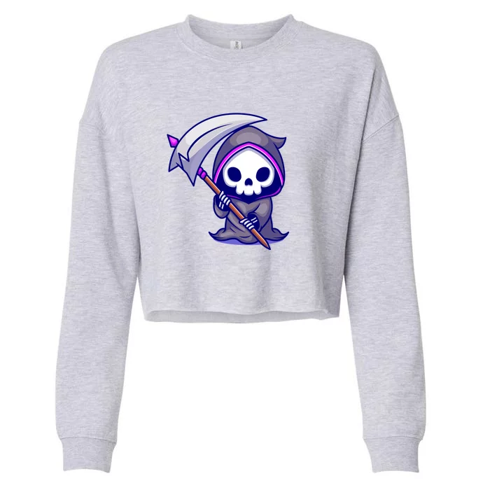 Cute Grim Reaper Cropped Pullover Crew