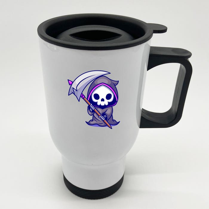 Cute Grim Reaper Front & Back Stainless Steel Travel Mug