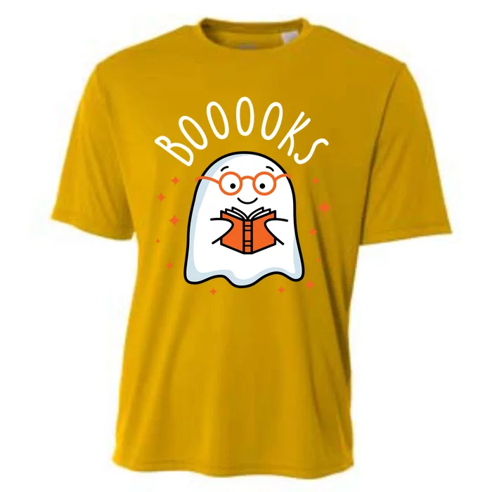 Cute Ghost Reading Book Booooks Teacher Halloween School Gift Cooling Performance Crew T-Shirt