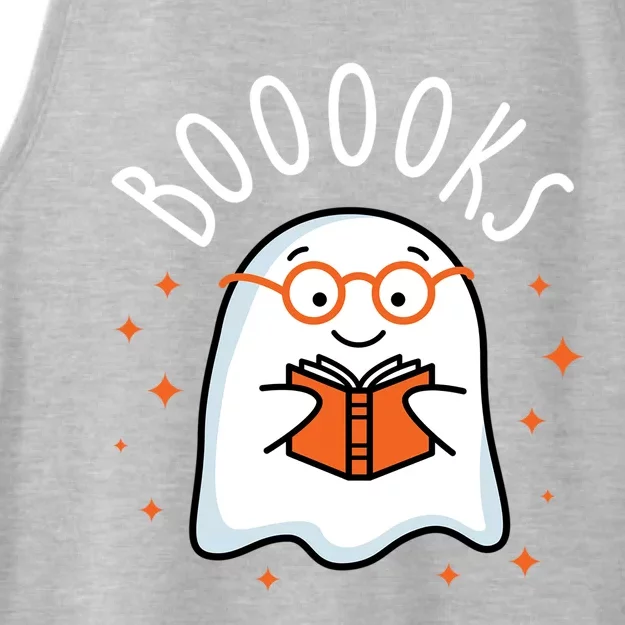 Cute Ghost Reading Book Booooks Teacher Halloween School Gift Ladies Tri-Blend Wicking Tank