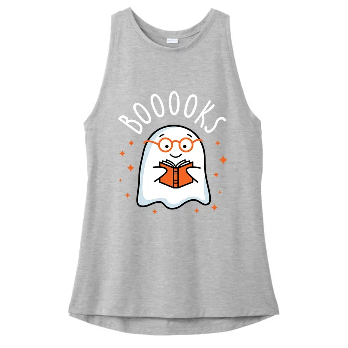 Cute Ghost Reading Book Booooks Teacher Halloween School Gift Ladies Tri-Blend Wicking Tank