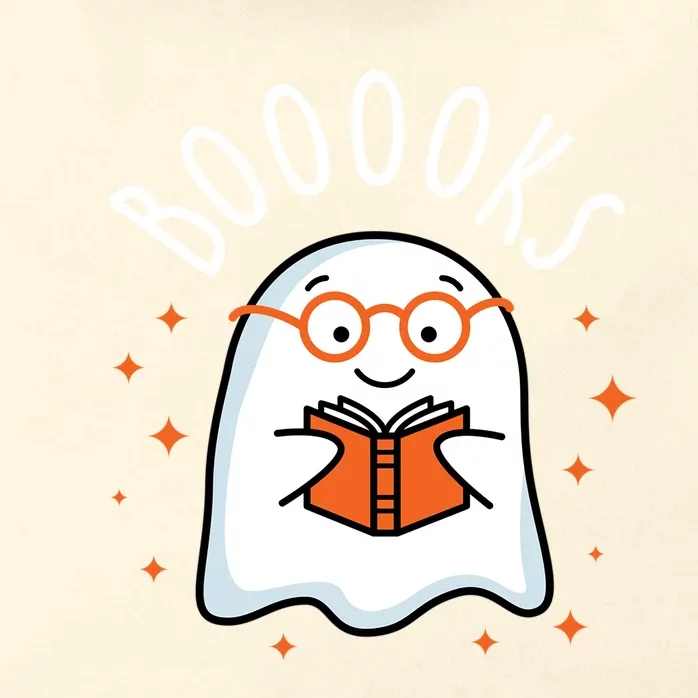 Cute Ghost Reading Book Booooks Teacher Halloween School Gift Zip Tote Bag