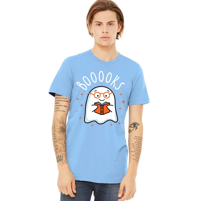 Cute Ghost Reading Book Booooks Teacher Halloween School Gift Premium T-Shirt