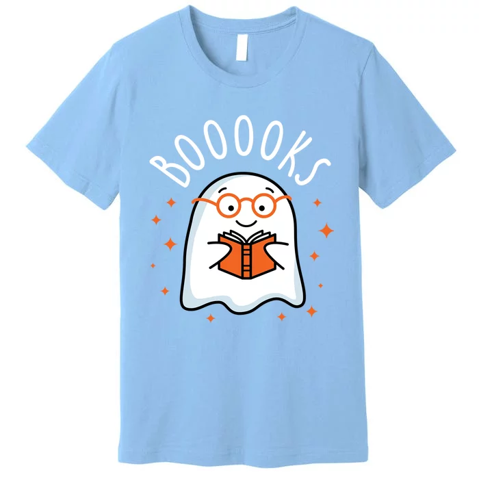 Cute Ghost Reading Book Booooks Teacher Halloween School Gift Premium T-Shirt