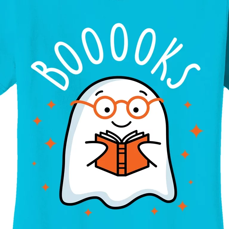 Cute Ghost Reading Book Booooks Teacher Halloween School Gift Women's T-Shirt