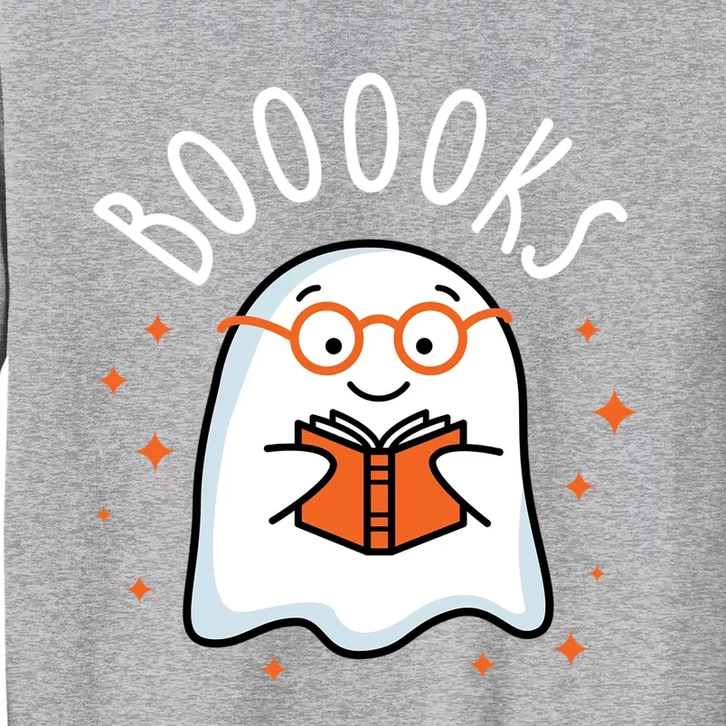 Cute Ghost Reading Book Booooks Teacher Halloween School Gift Tall Sweatshirt