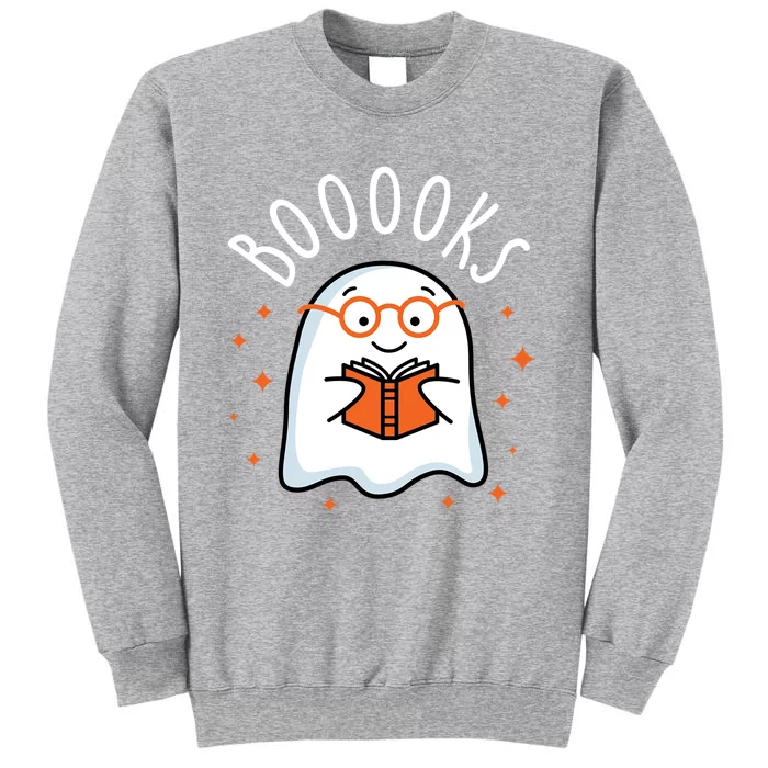 Cute Ghost Reading Book Booooks Teacher Halloween School Gift Tall Sweatshirt