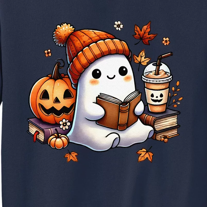 Cute Ghost Reading Book Lovers Halloween Ghost Coffee Women Gift Sweatshirt