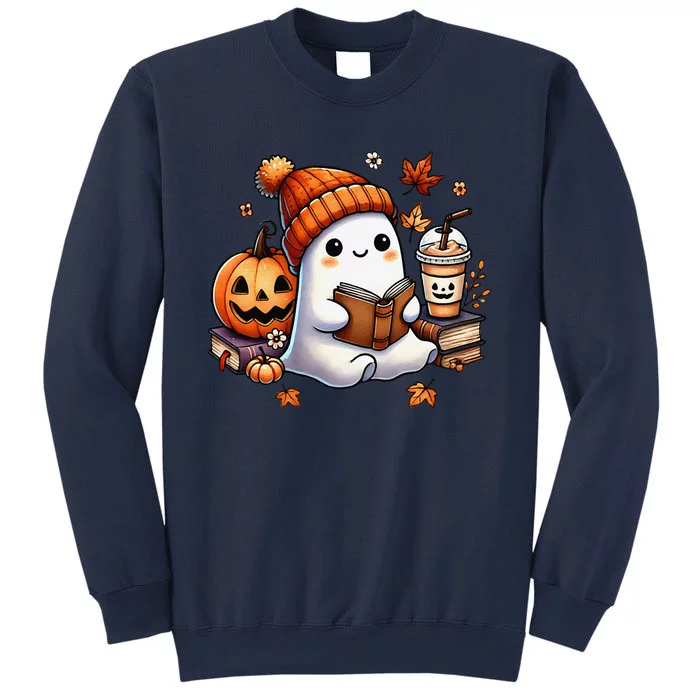 Cute Ghost Reading Book Lovers Halloween Ghost Coffee Women Gift Sweatshirt