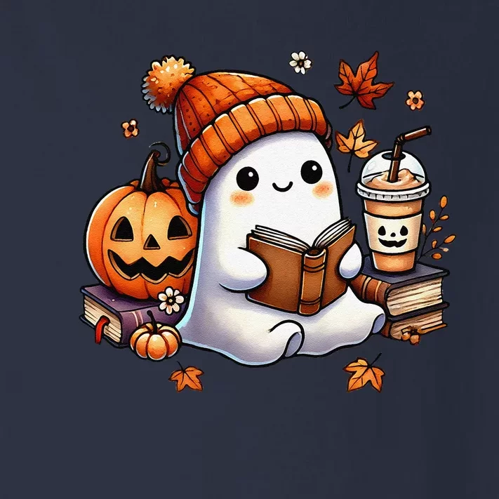 Cute Ghost Reading Book Lovers Halloween Ghost Coffee Women Gift Toddler Long Sleeve Shirt