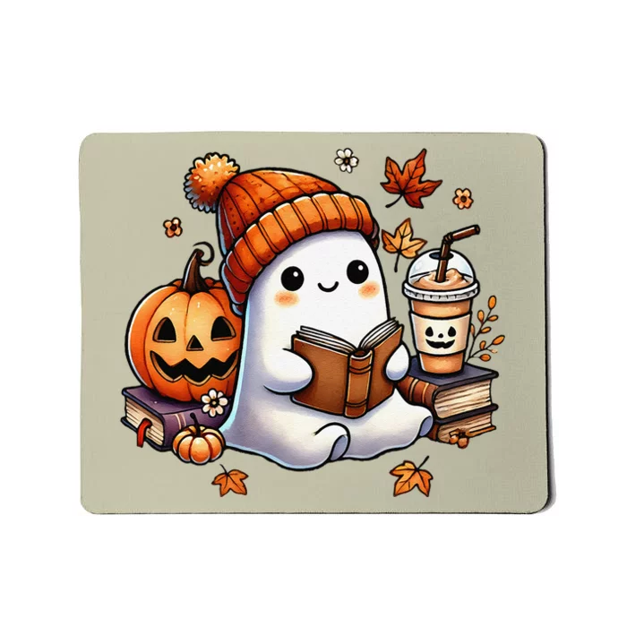 Cute Ghost Reading Book Lovers Halloween Ghost Coffee Women Gift Mousepad