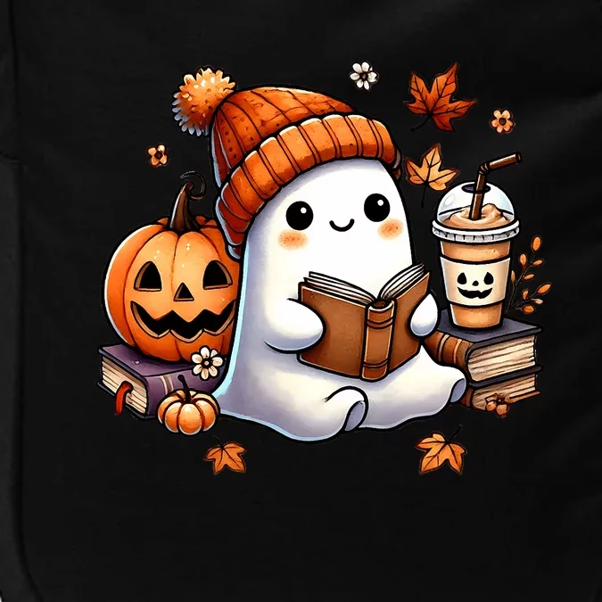 Cute Ghost Reading Book Lovers Halloween Ghost Coffee Women Impact Tech Backpack