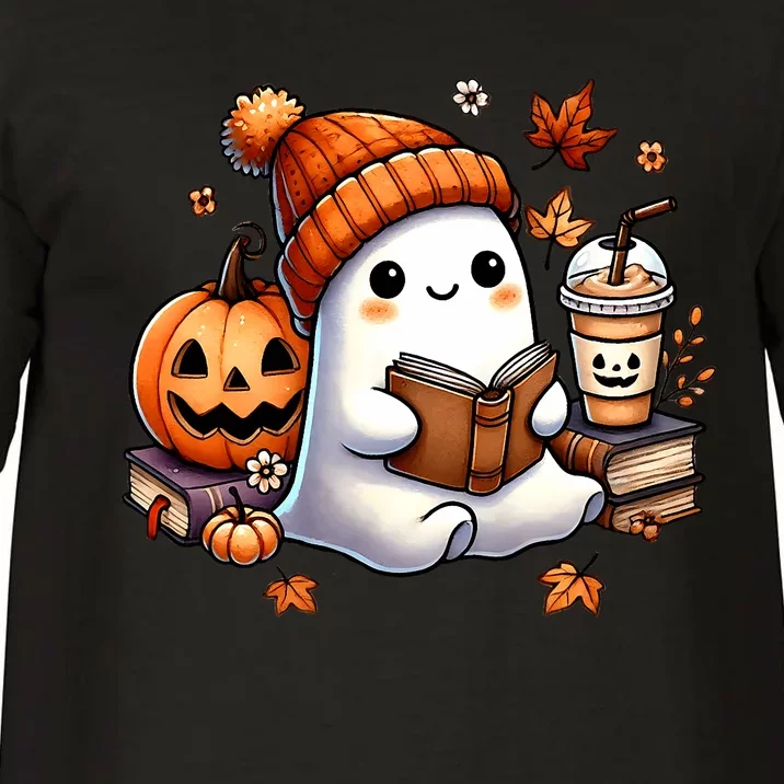 Cute Ghost Reading Book Lovers Halloween Ghost Coffee Women Comfort Colors T-Shirt