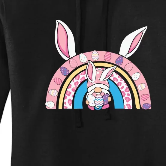 Cute Gnome Rainbow Bunny Ears Easter Day Gift Women's Pullover Hoodie