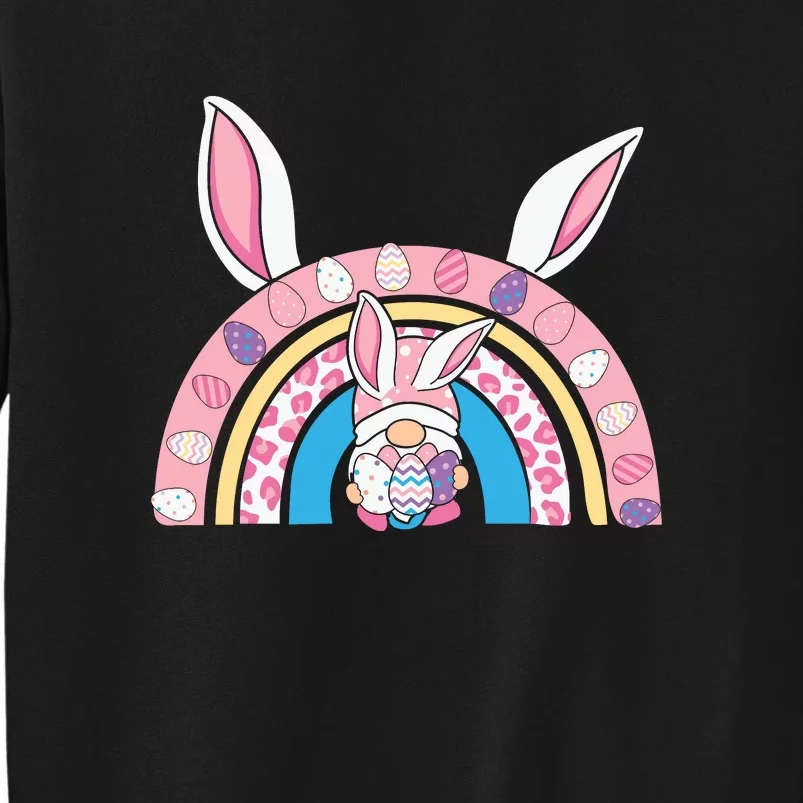 Cute Gnome Rainbow Bunny Ears Easter Day Gift Tall Sweatshirt