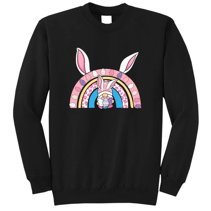 Cute Gnome Rainbow Bunny Ears Easter Day Gift Tall Sweatshirt