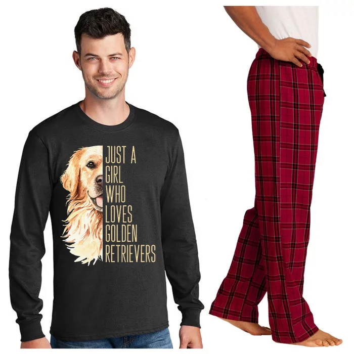 Cute Golden Retriever Just a who loves goldens Long Sleeve Pajama Set