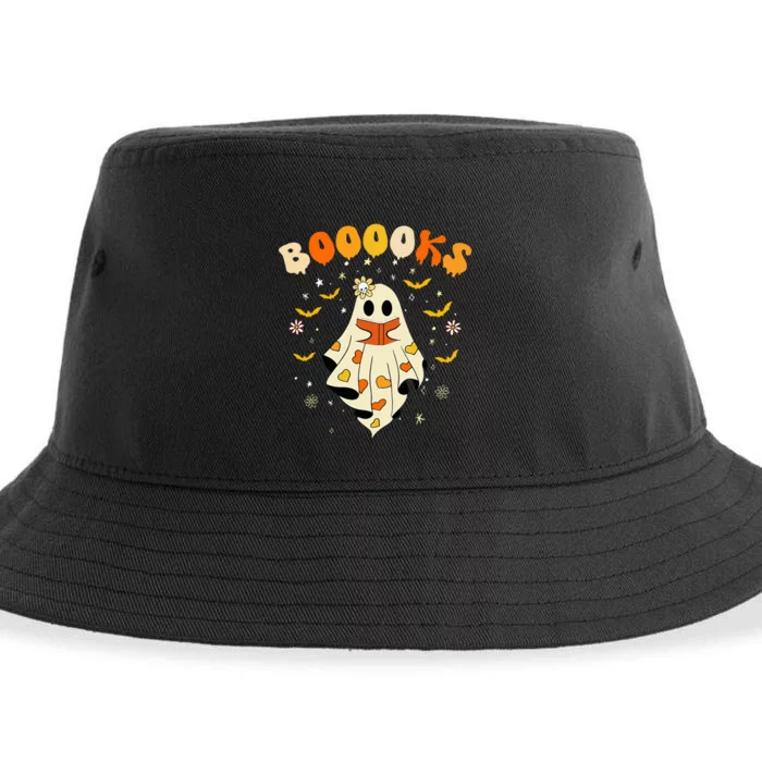 Cute Ghost Reading Library Books Halloween Sustainable Bucket Hat