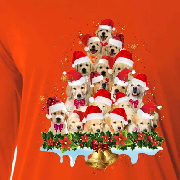 Christmas Golden Retriever Xmas Dog Santa Hat Pet Lovers Gift Cooling Performance Long Sleeve Crew