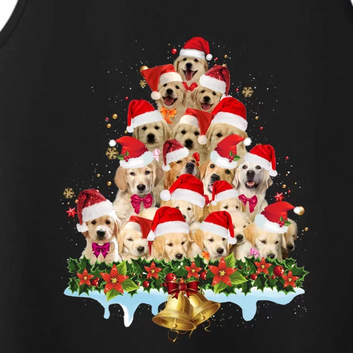 Christmas Golden Retriever Xmas Dog Santa Hat Pet Lovers Gift Performance Tank