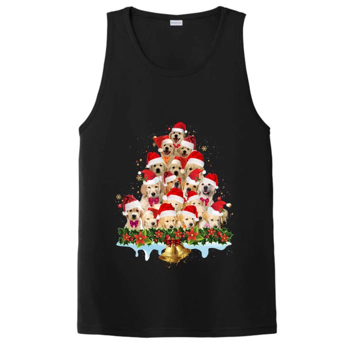 Christmas Golden Retriever Xmas Dog Santa Hat Pet Lovers Gift Performance Tank