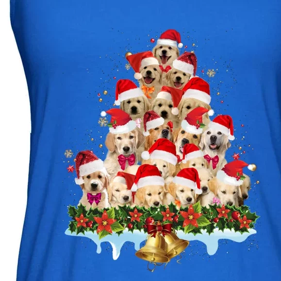 Christmas Golden Retriever Xmas Dog Santa Hat Pet Lovers Gift Ladies Essential Flowy Tank