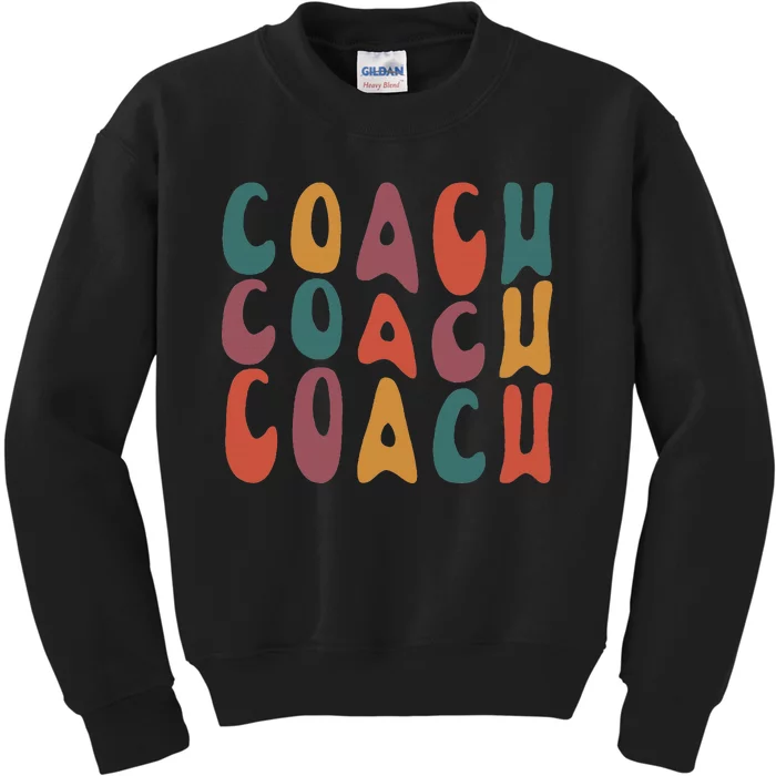 Coach Groovy Retro Colorful Design Coaching Kids Sweatshirt