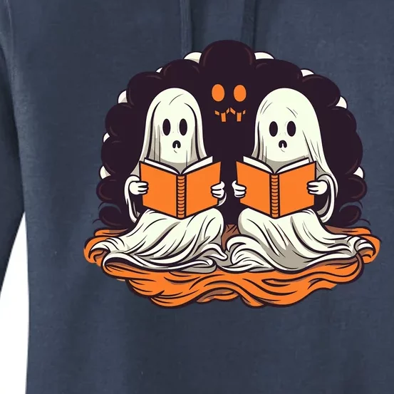 Cute Ghost Reading Books Halloween Book Cool Gift Women's Pullover Hoodie