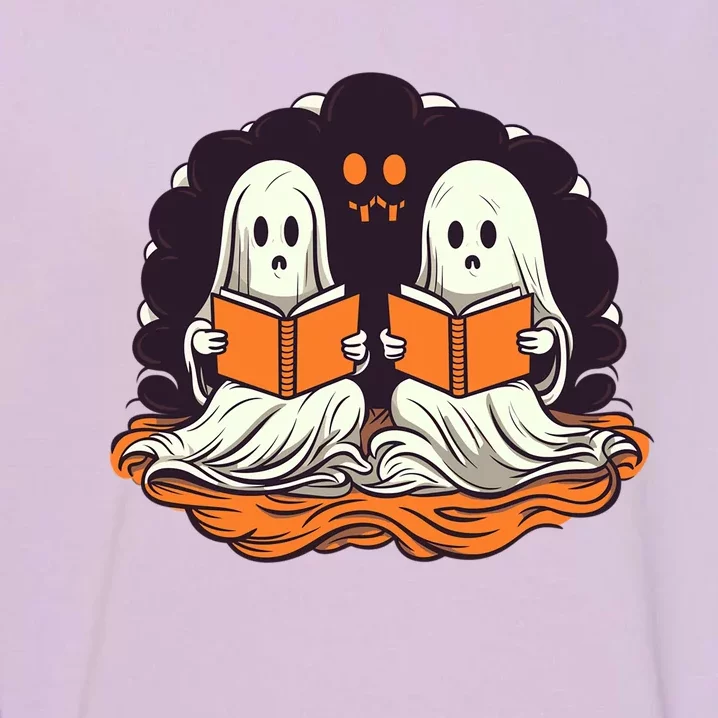 Cute Ghost Reading Books Halloween Book Cool Gift Garment-Dyed Sweatshirt