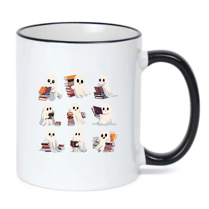 Cute Ghost Reading Book Halloween Teacher Librarian Gift Black Color Changing Mug