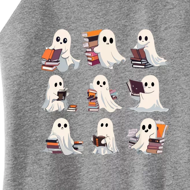 Cute Ghost Reading Book Halloween Teacher Librarian Gift Women’s Perfect Tri Rocker Tank