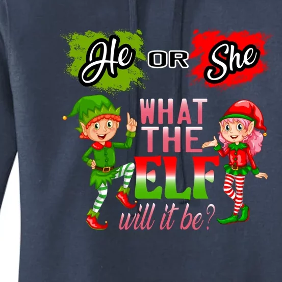 Christmas Gender Reveal He Or She What The Elf Will It Be Meaningful Gift Women's Pullover Hoodie