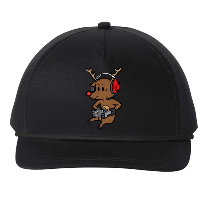 Christmas Gamer Reindeer Xmas Gaming Snapback Five-Panel Rope Hat