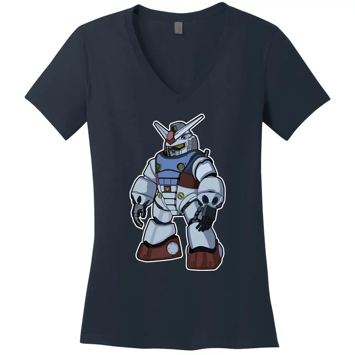 Cool Gundam Robot Women's V-Neck T-Shirt