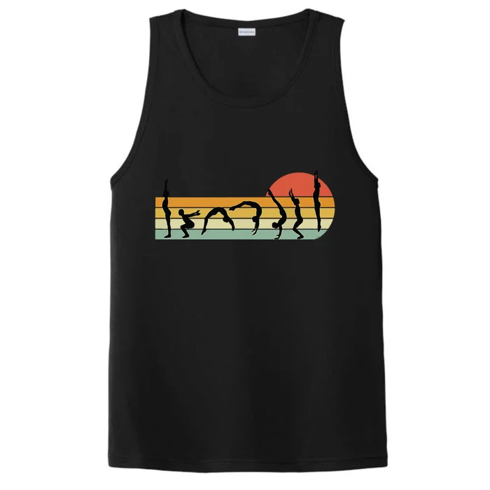 Cool Gymnasts Retro Sunset Girl Gymnastics Performance Tank